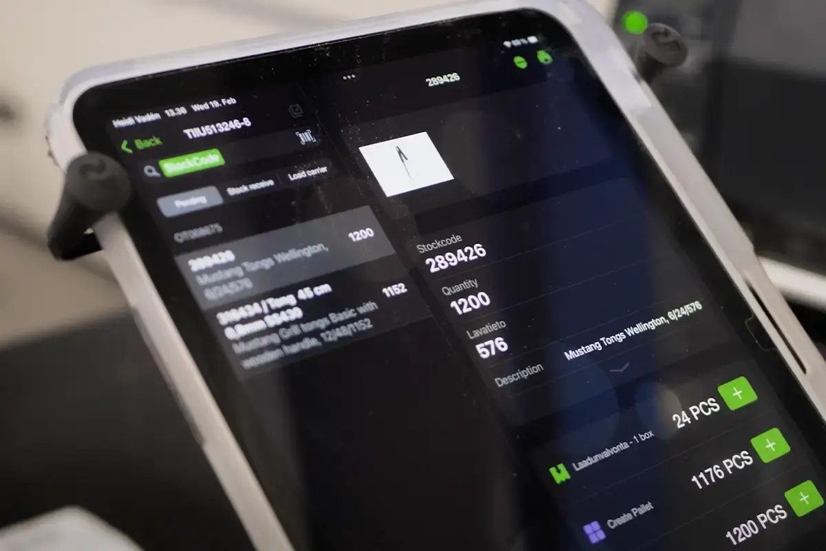 Tammer-Brands warehouse bitlog wms running on tablet screen